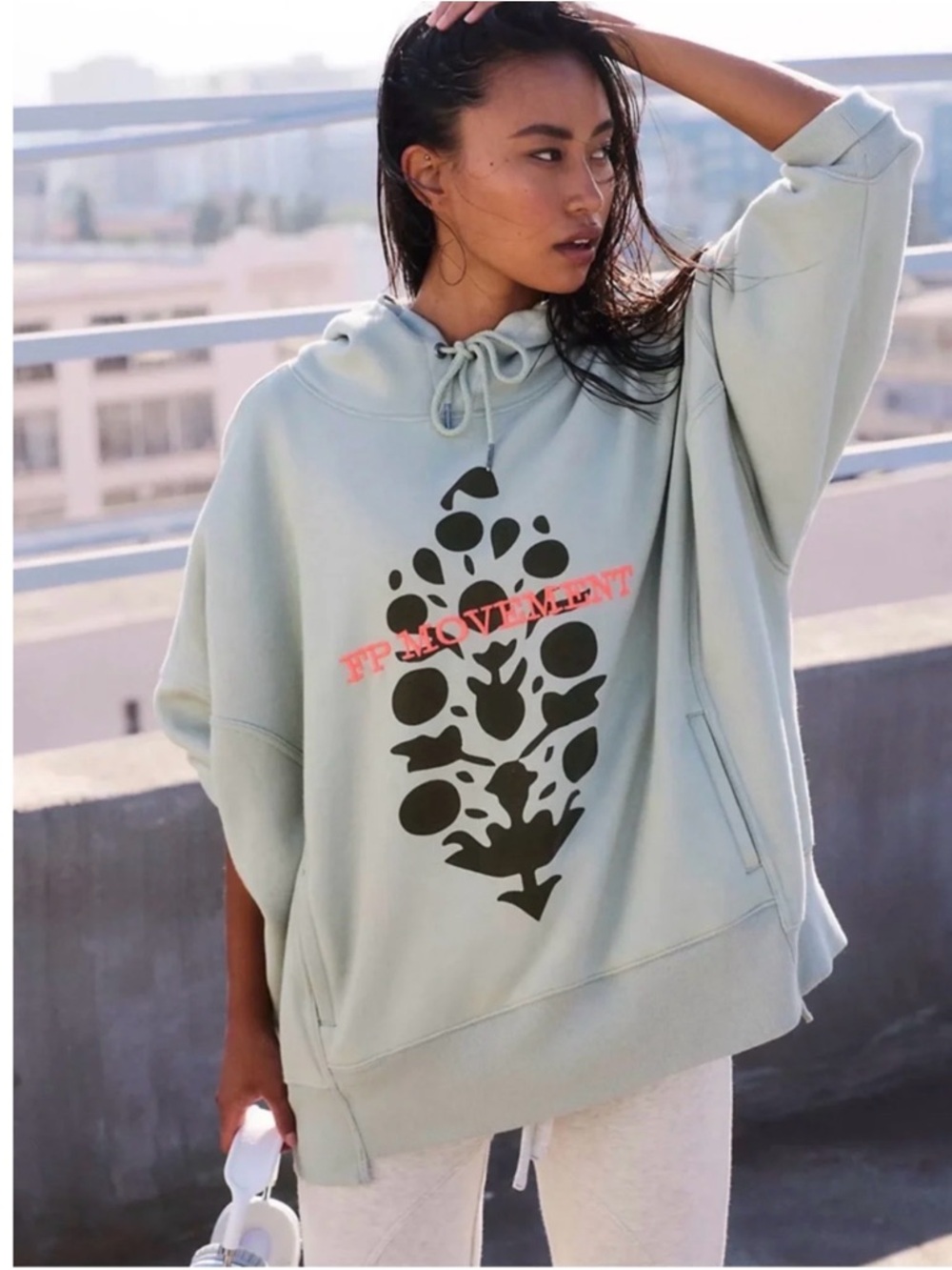 FP Movement by Free People Light Sage Sprint To The Finish Hoodie 🔥 Size L